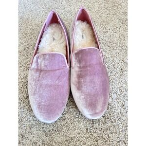 Birdies PinVelvet Starling Loafers – Plush Faux Fur Lined Smoking Slipper SZ 8.5